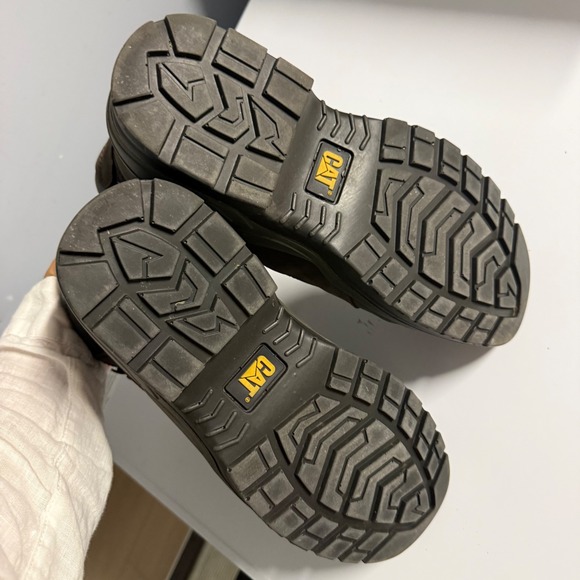 Cat Caterpillar Wide Width Outline Steel Toe Work Boot Leather Steel Toe 9.5